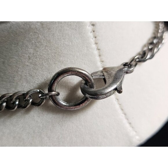 Statement Multi-Strand Necklace Silver Tone Faux Pearl Fringe Boho Style - Picture 4 of 6